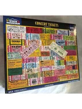 Concert Tickets 1000-Piece Jigsaw Puzzle White Mountain Bonus Poster Made In USA